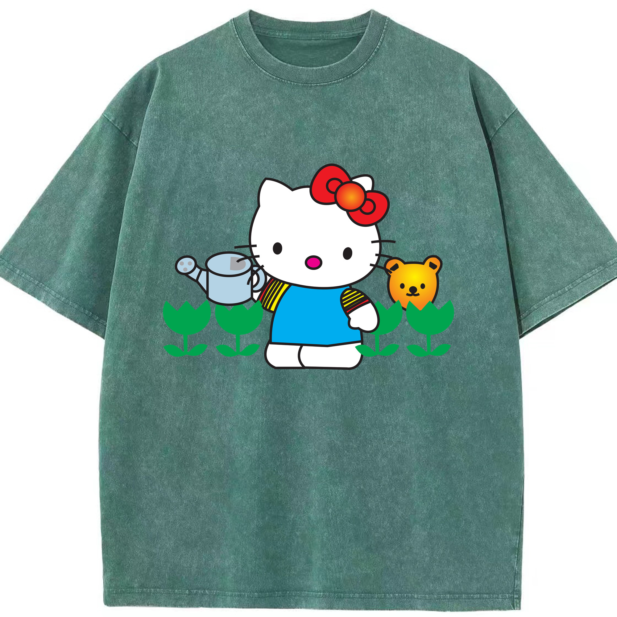 （画像用） Hello Kitty ハローキティ 綿100% ヴィンテージ風 半袖Tシャツ（フロントプリント）